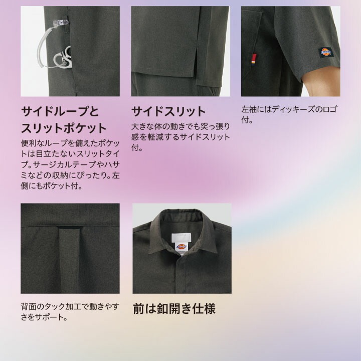 ディッキーズ スクラブ 医療 白衣 男女兼用 7098SC 看護師 医師 医療用 白衣 クリニック 介護士 訪問介護 ユニフォーム フォーク FOLK メンズ レディース ポロシャツ