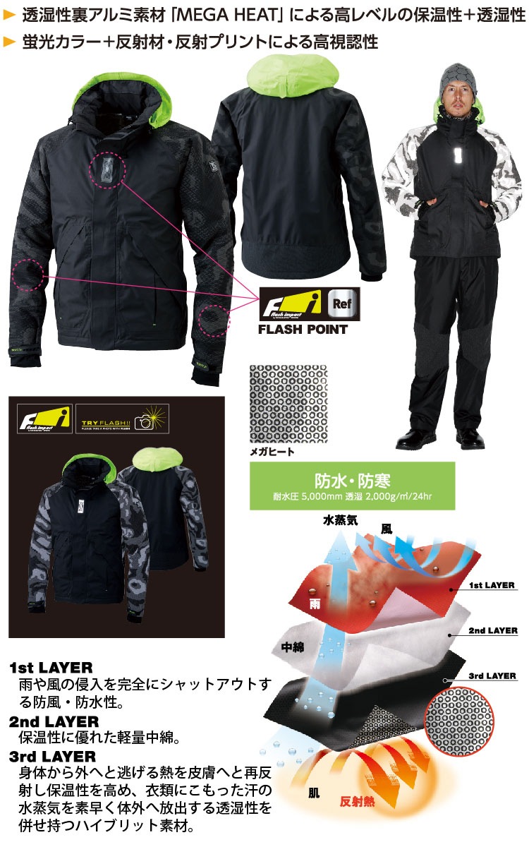 TSデザイン 防水防寒ジャケット 18236 防寒着 メガヒートフラッシュ