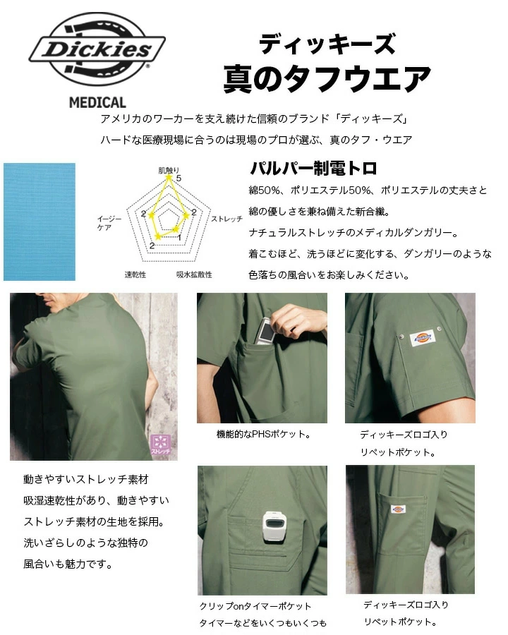 スクラブ 上下セット Dickies FOLK 男女兼用 7033SC 5017SC メンズ