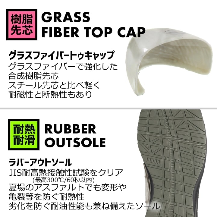 【即日発送】プーマ 安全靴 GLIDE LOW H＆L グライドローH＆L ローカット マジックタイプ 耐熱 耐滑 軽量 3E クッション性 樹脂先芯 プロテクティブスニーカー セーフティー フットウエア 作業靴 PUMA JAPAN ATHLETICシリーズ