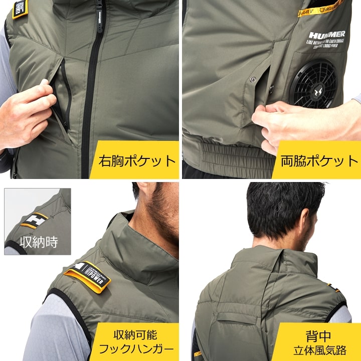 即日発送 応援価格！】HUMMER ハマー 空調ウェア サイドファン ベスト