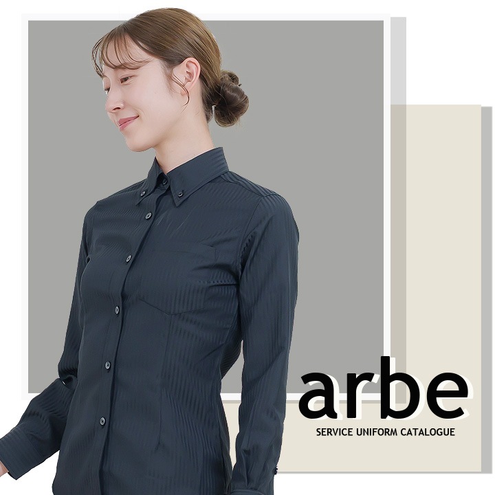 長袖シャツ bc-6920 arbe ボタンダウン 長袖 レディース 透け防止 形状