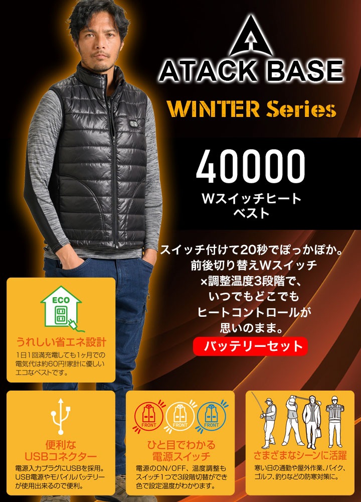 電熱ベスト ヒートベスト 防風ヒーターベスト バッテリーセット 防寒着