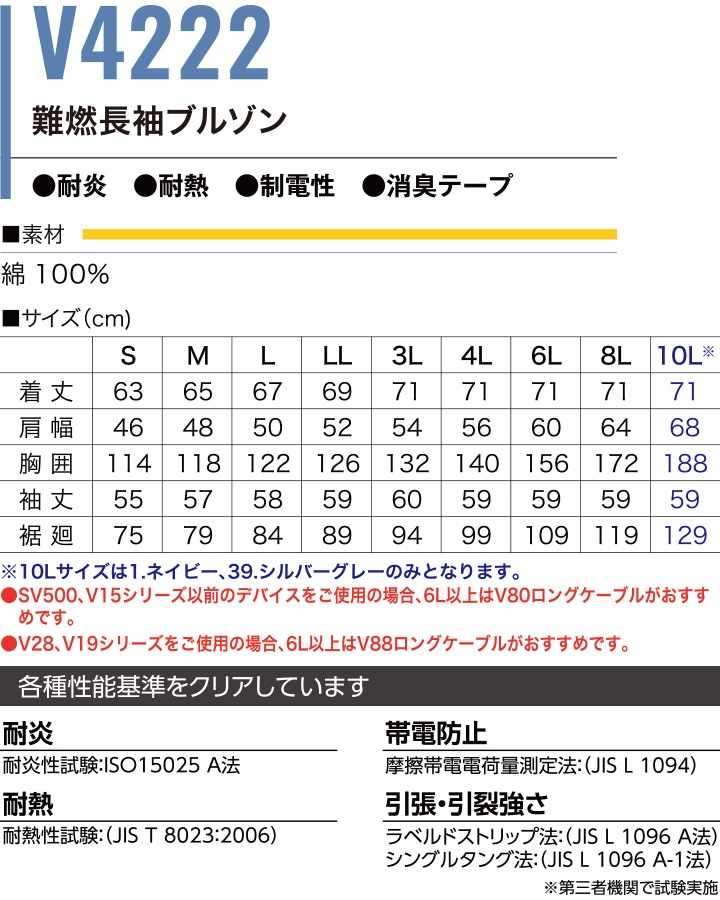即日発送】空調服 バックファン 難燃シリーズ 長袖ブルゾン HOOH V4222