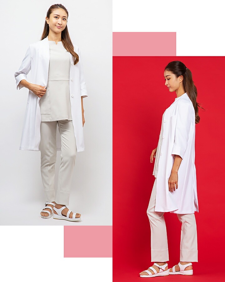 ドクターコート 医療 白衣 ジャケット コート 七分袖 エステ服 女性用 mk-0048 ミッシェルクラン 透け防止 制電 ストレッチ 病院 医師 歯科医