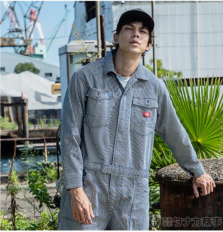 ディッキーズ 長袖つなぎ ヒッコリー ストライプ D-716 オールシーズン 作業服 作業着