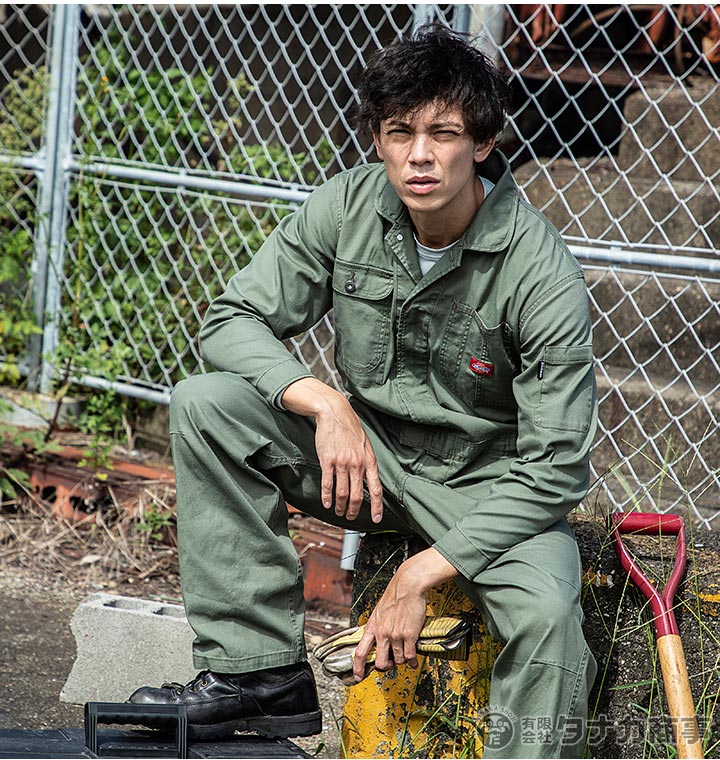 ディッキーズ つなぎ 長袖 ストレッチ オックス Dickies D-736 ストレッチ オールシーズン 作業服 作業着