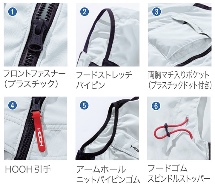 即日発送】空調作業服 フードベスト 服のみ サイドファン 快適ウェア