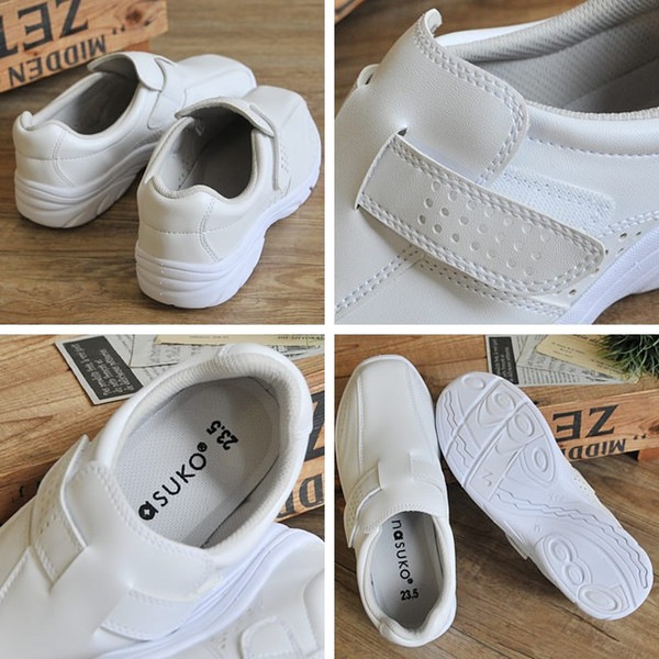 ナースシューズ プレーンベルト FOLK 富士ゴム f843 男女兼用 看護師 メンズ レディース ナーススニーカー 病院 医療 介護 メッシュ 白 疲れにくい ムレにくい