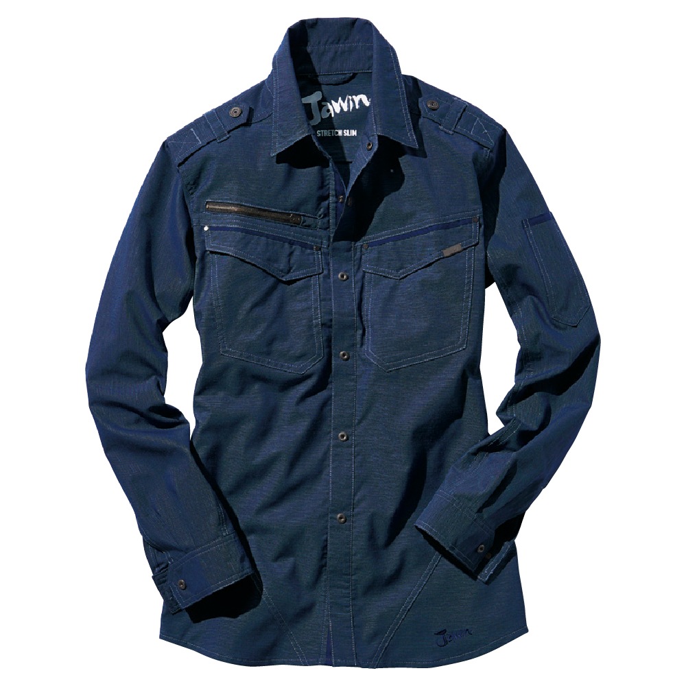 ジャウィン ストレッチ長袖シャツ 56604 JAWIN メンズ ストレッチ 消臭