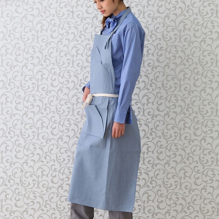 胸当てエプロン RT6883 HAKUI セブンユニフォーム デニム 綿100