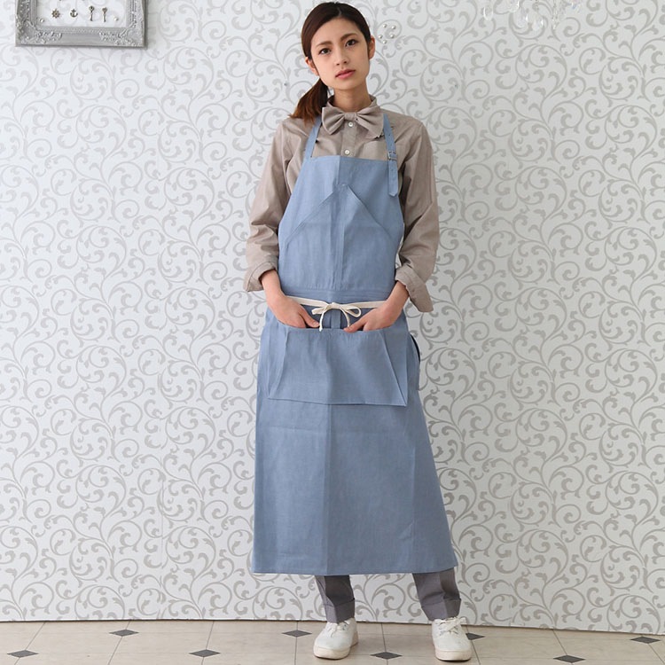 胸当てエプロン RT6883 HAKUI セブンユニフォーム デニム 綿100