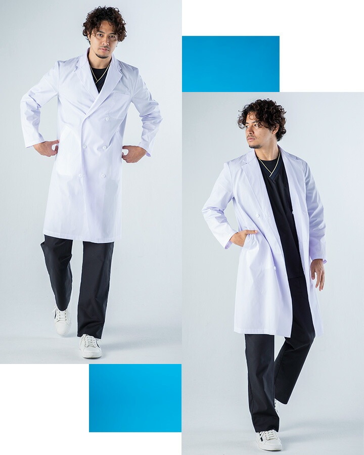 フォーク 診療衣 医療 白衣 コート ドクターコート FOLK 1531po 男性用 医療 医師 薬剤師 通気性 軽量 男性 ダブルコート スタイリッシュコート メンズコート 長袖コート