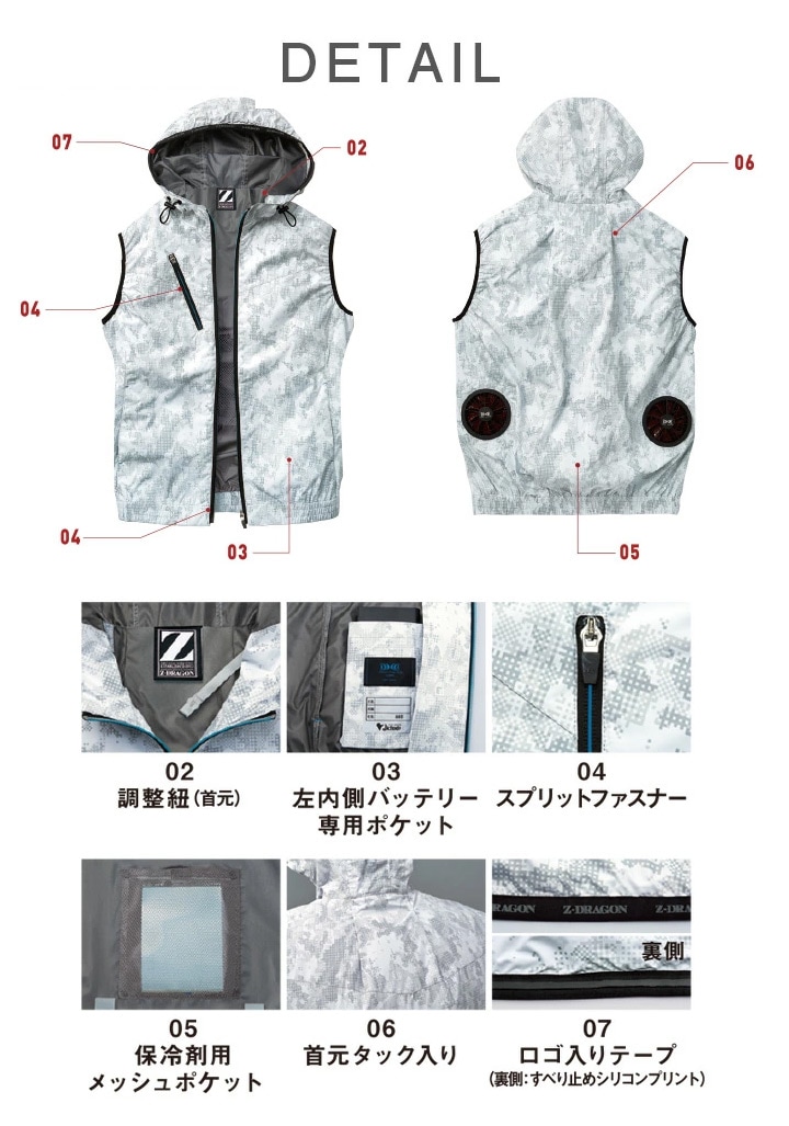 空調服 ファン付きベスト Z-DRAGON 74220 ファン＆バッテリー