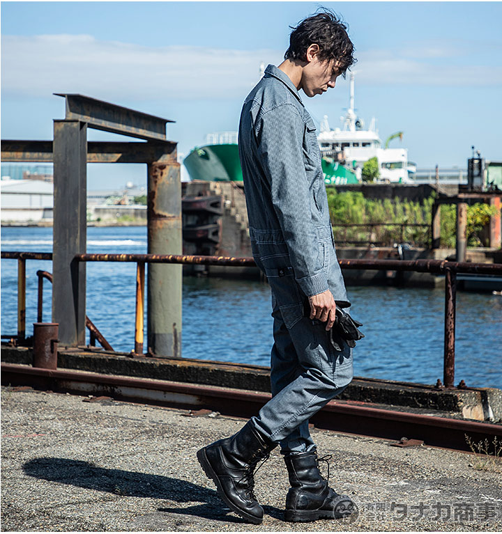   JEANS デニム調 つなぎ 作業着 グレー M 長袖つなぎ デニム グレースエンジニア GE-106 農作業 農業 酪農