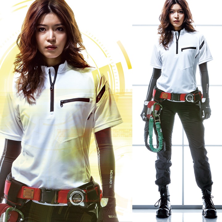 TSデザイン ワークシャツ 半袖シャツ 846355 ハーフジップ ジップ