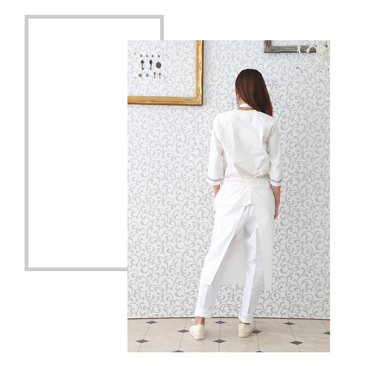 French Cafe エプロンSK エプロン カフェ 前掛け 胸付き RT6913 HAKUI セブン