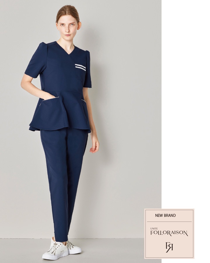 スクラブ 七分袖 医療 白衣 FR-0008 UNITE FOLLORAISON レディース