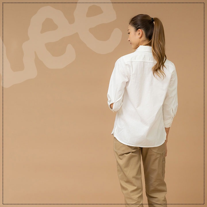 Lee　レディス　シャンブレー七分袖シャツ　BMLCS43004 Lee LCS43004 シャンブレーシャツ/七分袖(女性用)｜ユニフォーム