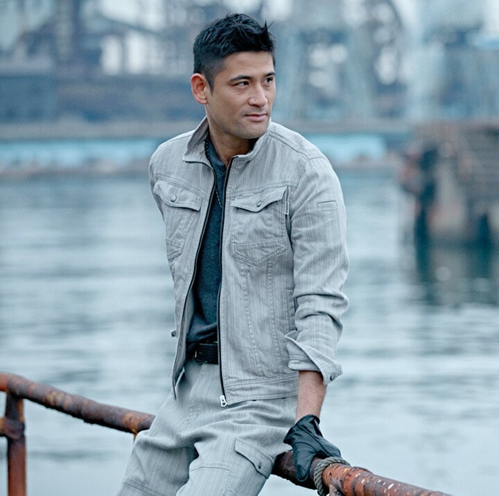 即日発送】作業服 デニム 長袖ブルゾン ストレッチ ジャケット 8677