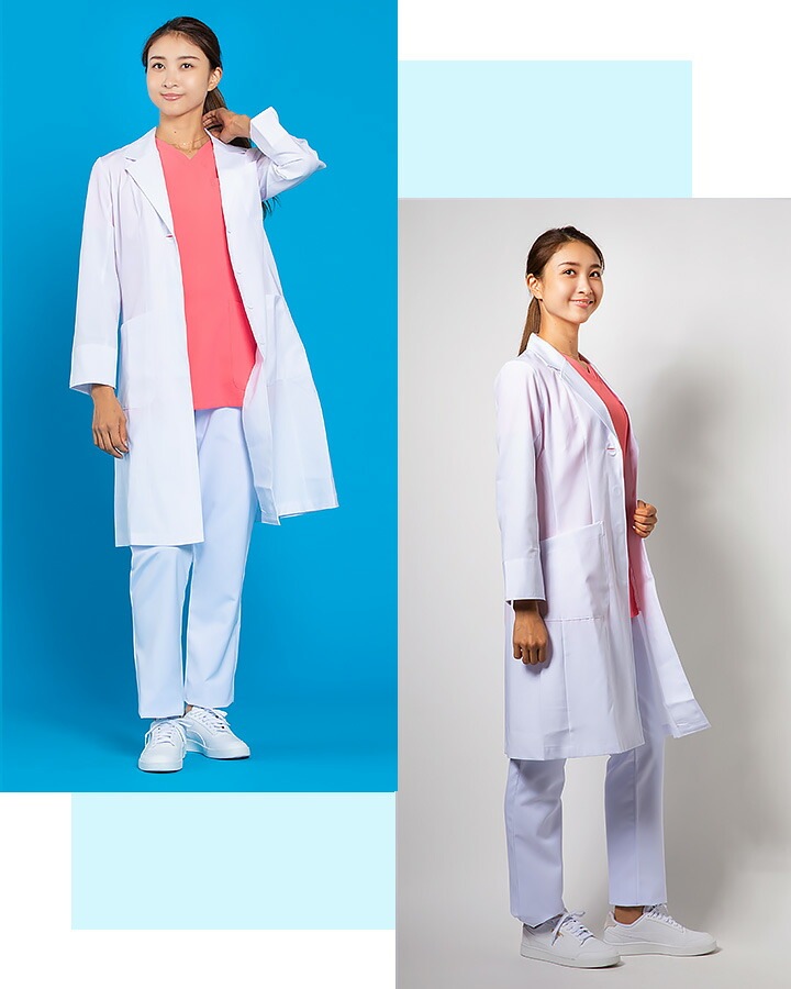 フォーク レディース ドクターコート hi400 女性用 白衣 医療 医師 薬剤師 通気性 軽量 ワコール シングルコート FOLK