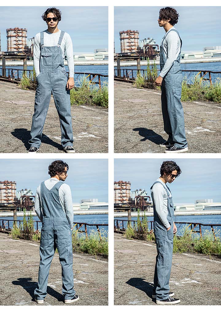 グレースエンジニア オーバーオール ヒッコリー 綿100％ GE-807 デニム つなぎ服 サロペット 農作業 農業 酪農 作業着 作業服