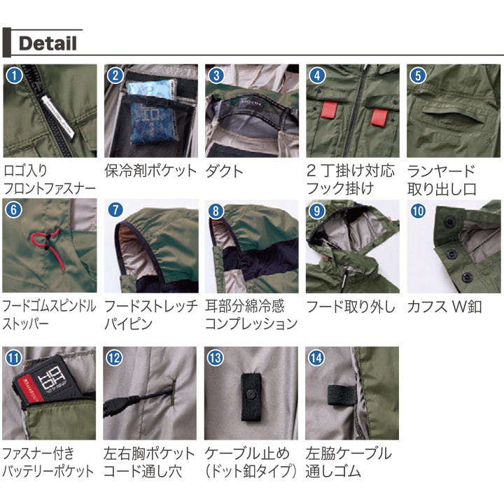 即日発送】空調 服 長袖フードジャケット HOOH V1212 サイドファン