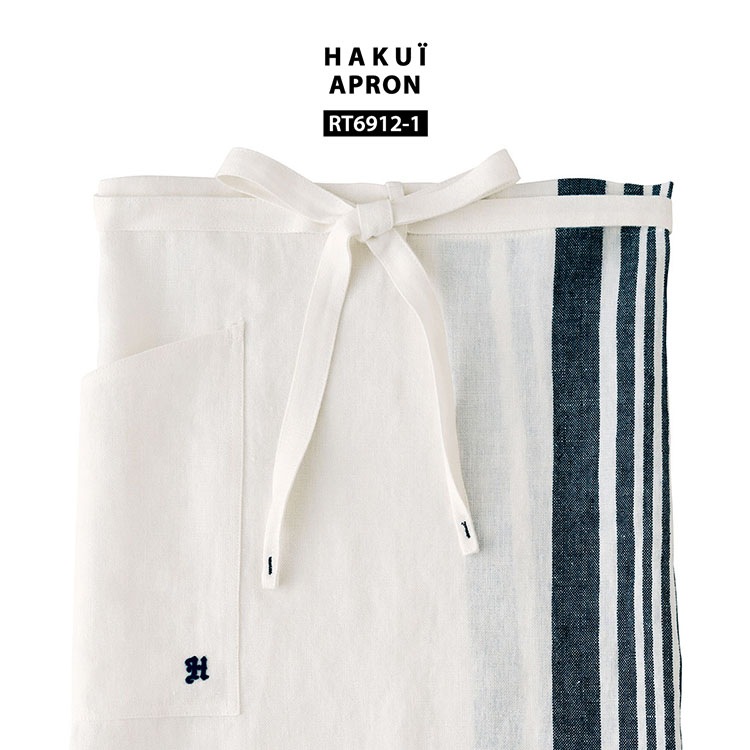 エプロン RT6912 HAKUI セブンユニフォーム 腰下タイプ リネン 麻100