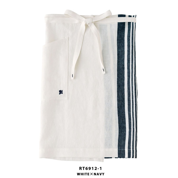 エプロン RT6912 HAKUI セブンユニフォーム 腰下タイプ リネン 麻100