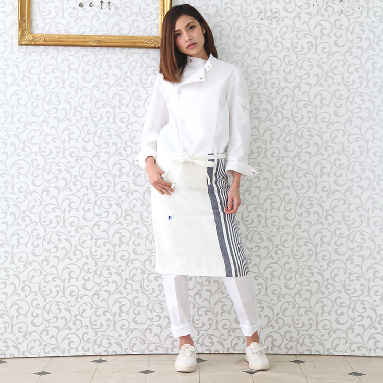 エプロン RT6912 HAKUI セブンユニフォーム 腰下タイプ リネン 麻100