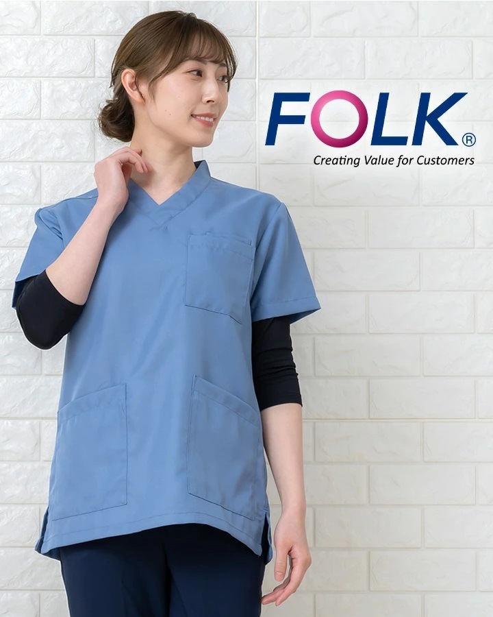フォーク FOLK インナーシャツ スクラブインナー アンダーシャツ FOLK フォーク 【7.5分袖】フォーク9003 レディース インナーウェア 医療用 裏起毛インナー スト スポーツ あったかインナー 女性用【メール便送料無料】