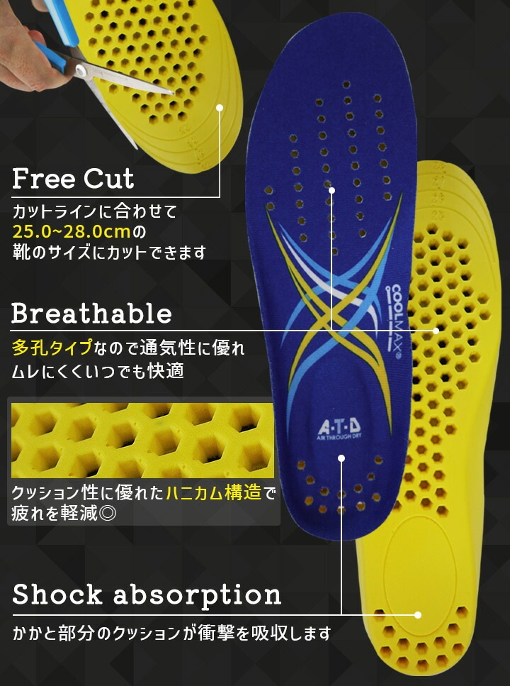 即日発送】インソール 6930 中敷き エアースルードライ 通気性