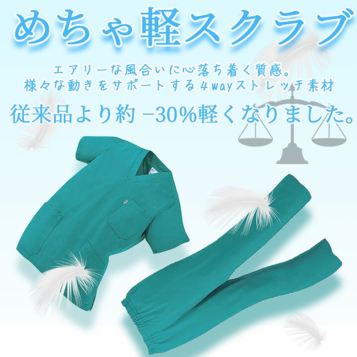 スクラブ 医療 ミズノ めちゃ軽スクラブ 男女兼用 MZ-0300