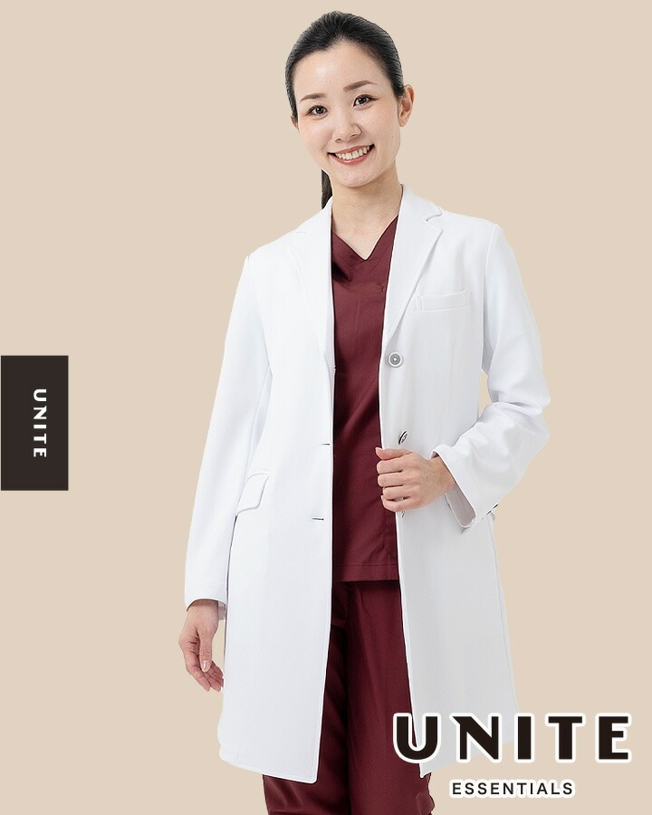 ユナイト ドクターコート 白衣 女性用 UN-0079 医療用 長袖 クリニック 整体 動物病院 医師 医者