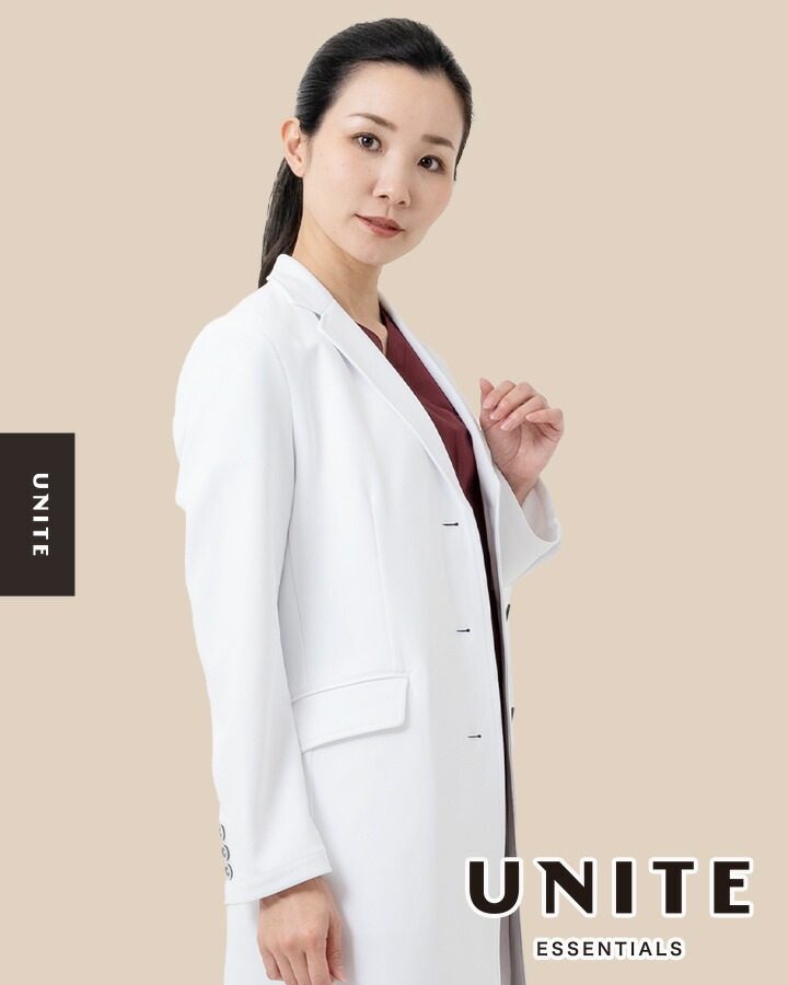 ユナイト ドクターコート 白衣 女性用 UN-0079 医療用 長袖 クリニック 整体 動物病院 医師 医者