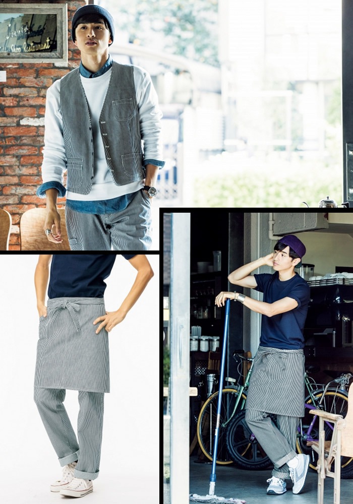 ★送料無料★✨SOU・SOU　岡田縫工所 デニム風 ヒッコリー サルエルパンツ ☆送料無料☆✨SOU・SOU 岡田縫工所 デニム風 ヒッコリー