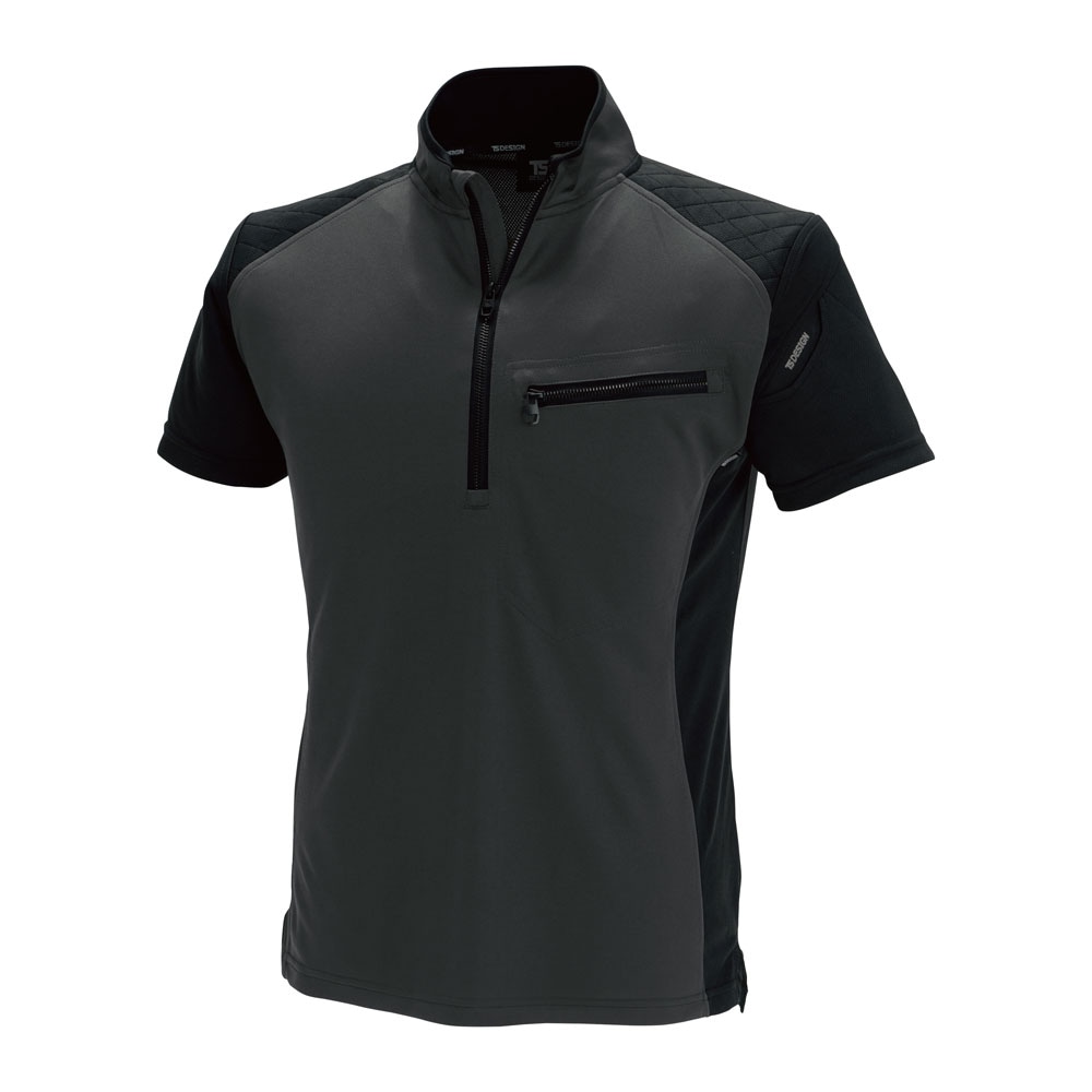 半袖L TSデザイン ワークシャツ 半袖シャツ 846355 ハーフジップ ジップ