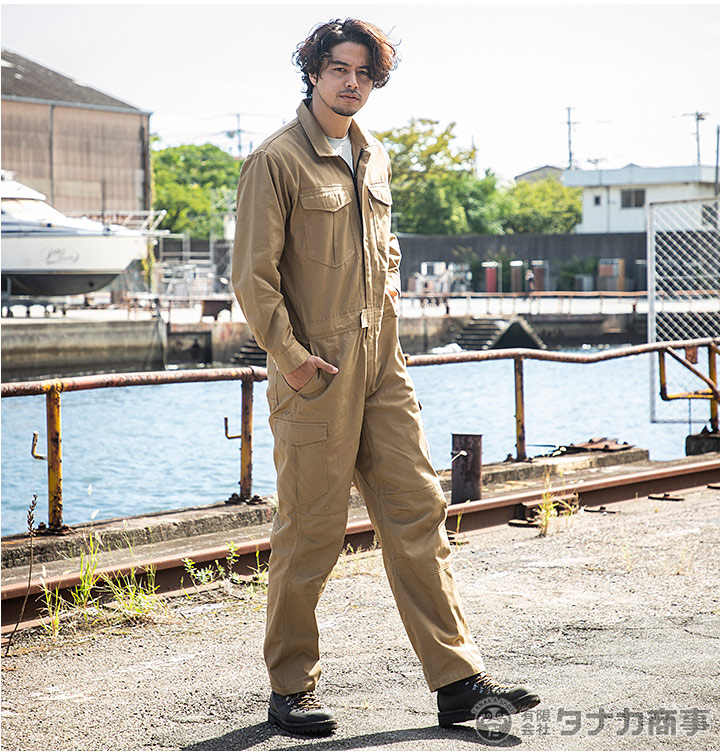 XLARGE ブラック つなぎ ビッグ フィールド) つなぎ 作業服 長袖 ダブルスライダー T/C