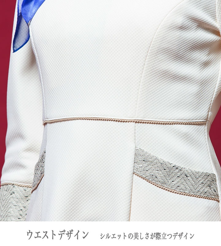 ワンピース 事務服 アンジョア enjoie 61690 半袖 透け防止 女性用 レディース 受付 エステ服 制服 オフィスウェア 5号~15号