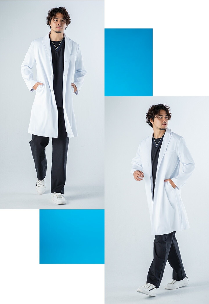フォーク 白衣 ドクターコート メンズ 長袖 医療 医師 薬剤師 通気性 軽量 1540sg 小松マテーレ シングルコート スタイリッシュコート 上質白衣 FOLK
