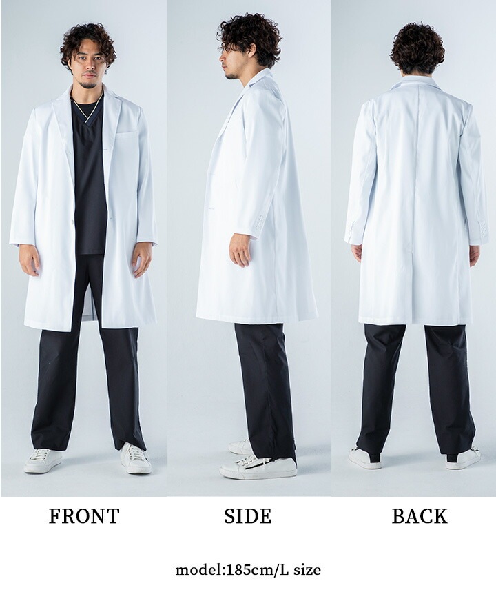 フォーク 白衣 ドクターコート メンズ 長袖 医療 医師 薬剤師 通気性 軽量 1540sg 小松マテーレ シングルコート スタイリッシュコート 上質白衣 FOLK