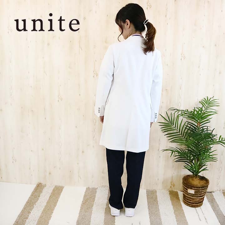 ドクターコート 白衣 女性用 UN-0084 unite ユナイト 医療用 白衣 ドクター 長袖【クリニック】【デンタルクリニック】【整体】【動物病院】【介護施設】チトセ