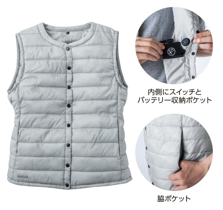 イーブンリバー 電熱ベスト 防寒ベスト エレクサーモ レディース ヒートベスト バッテリーセット R-305L BT100 ヒーターベスト 保温 防寒服 防寒着 作業着 作業服 女性用 EVENRIVER