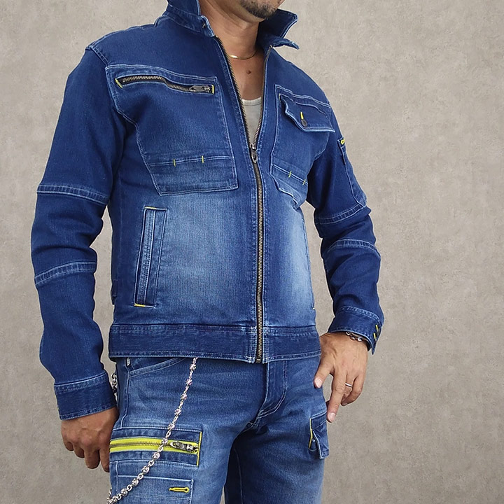 寅壱 デニム ライダースジャケット 8940-554 ストレッチ バイオ