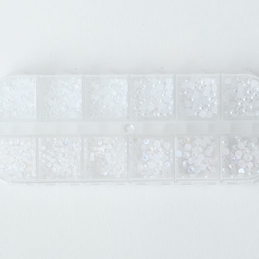 【CK】パールパーツ半円12種　ピュアホワイト×偏光ホワイトMIX