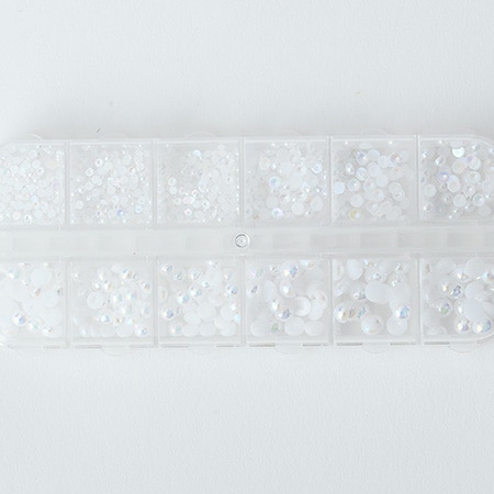 【CK】パールパーツ半円12種　偏光ホワイト