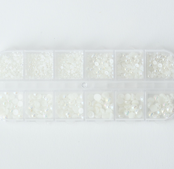 【CK】パールパーツ半円12種　偏光オフホワイト