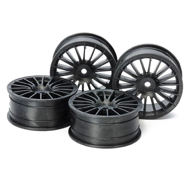 18インチ 黒と青の多スポークホイール