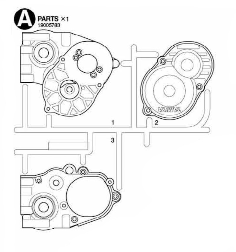 タミヤカスタマー 19005783-000 DT-03用 Aパーツ ギアボックス他