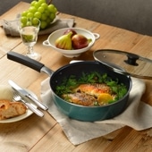 rinto リント IH対応 ガラス蓋付外面ホーローマルチパン24cm ターコイズ